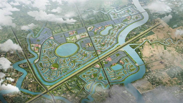 Phối cảnh dự án khu đô thị mới Phước Vĩnh Tây nằm bao quanh vành đai 4 TP.HCM qua Long An - Ảnh: M.T.